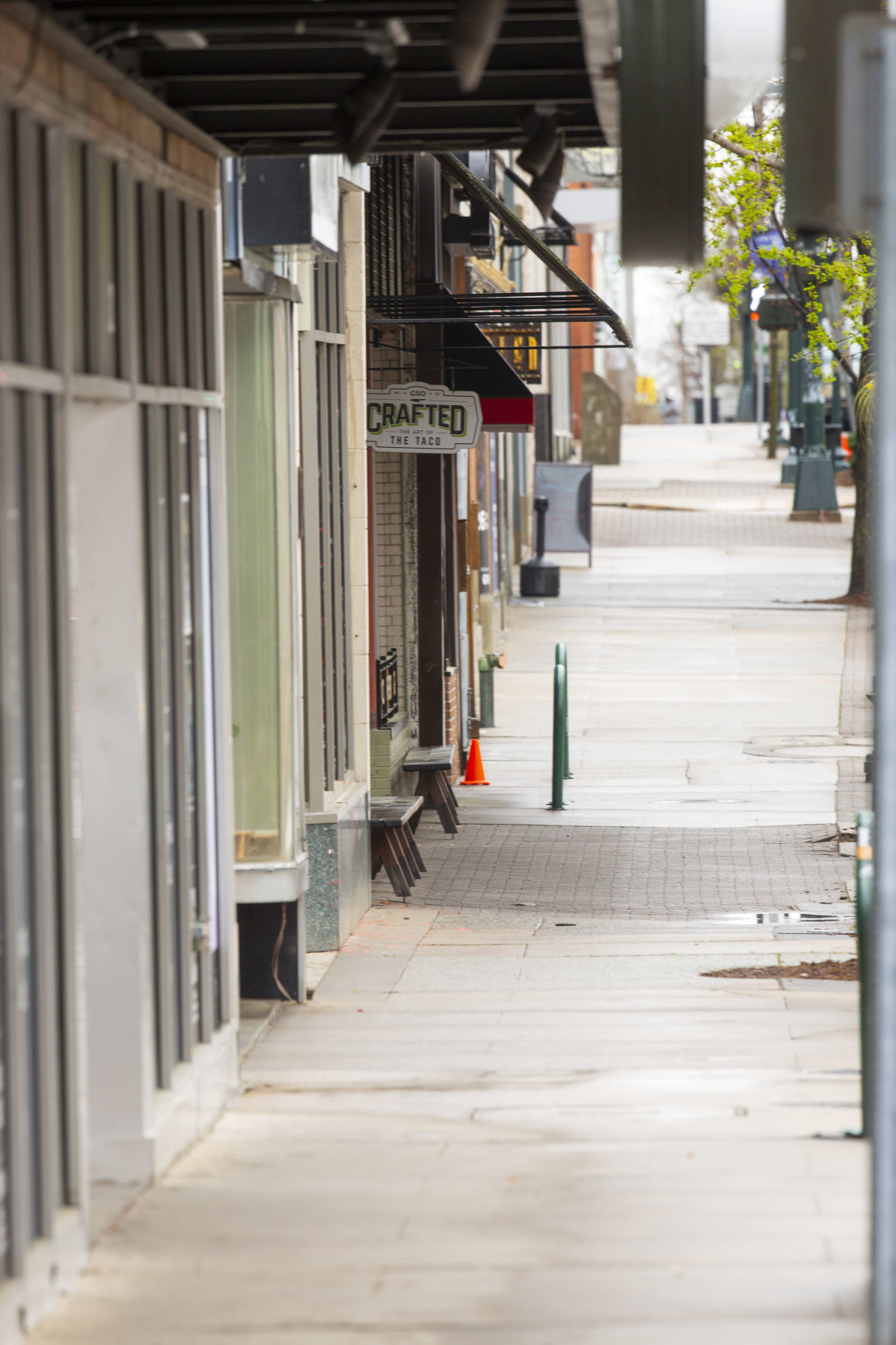 Greensboro sidewalks virtually empty during lunch hour